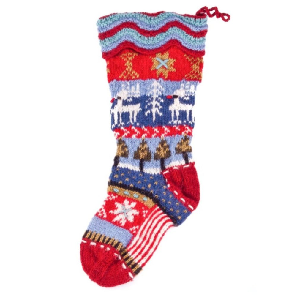 Snøfnugg Handcrafted Wool Knit Stocking